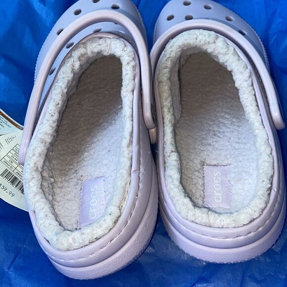 Crocs Classic Fuzz-Lined Clogs Purple W 12 M 10 Unisex - Picture 5 of 7